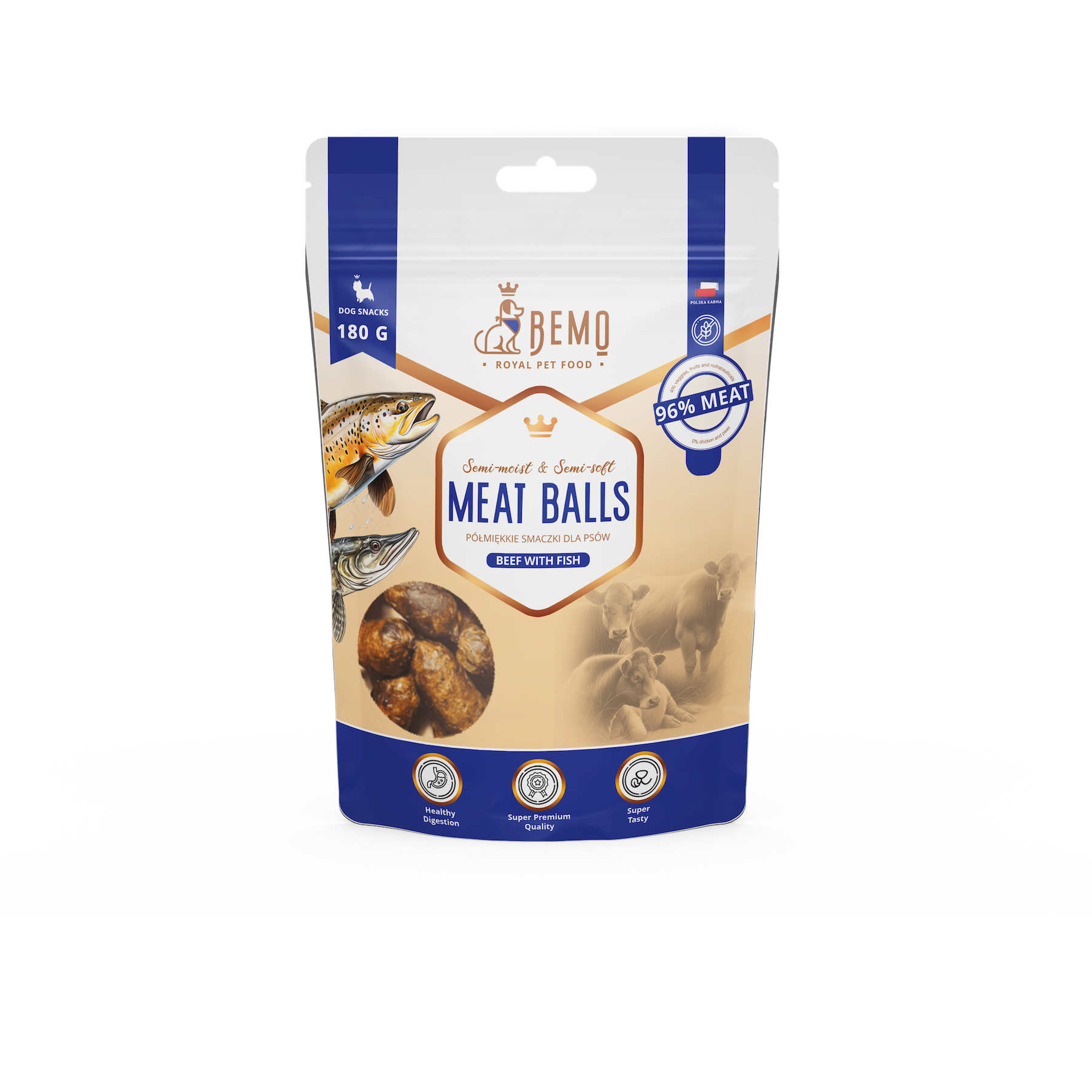 Meat Balls Beef with fish - półmiękkie smaczki dla psów z rybą