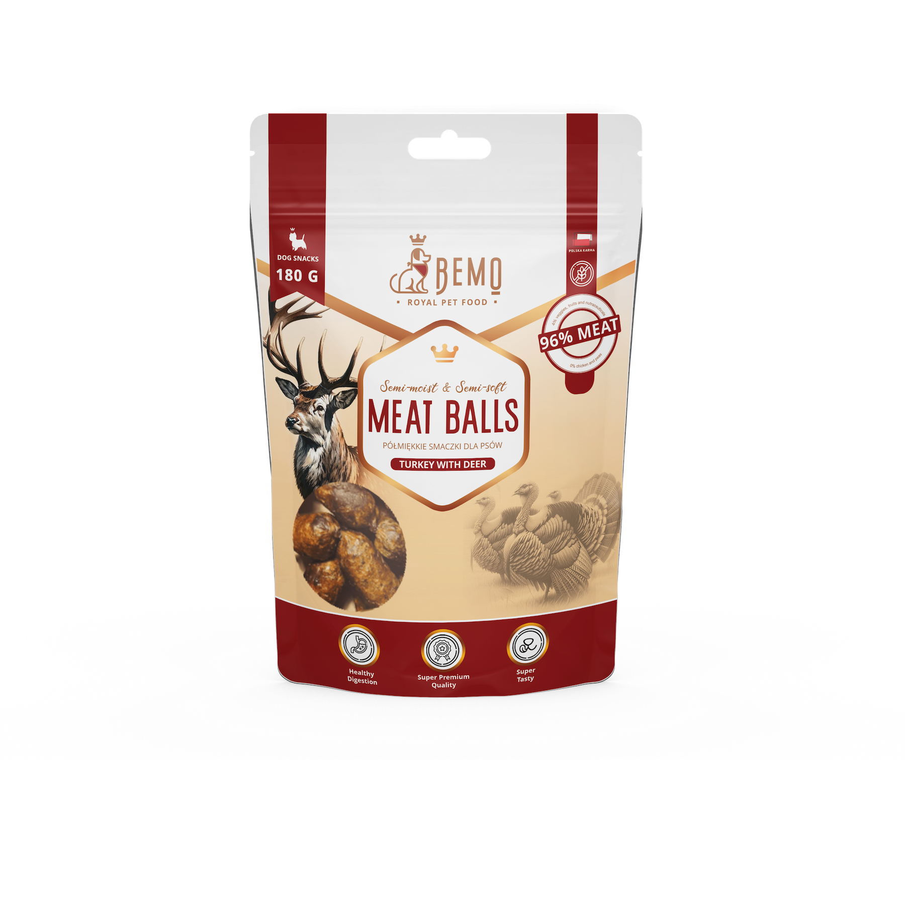 Meat Balls Turkey with deer - półmiękkie smaczki dla psów z jeleniem