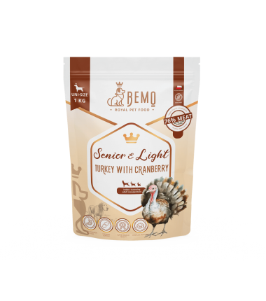 Bemo Senior & Light - karma sucha dla psiego seniora i psów z nadwagą -  indyk z żurawiną
