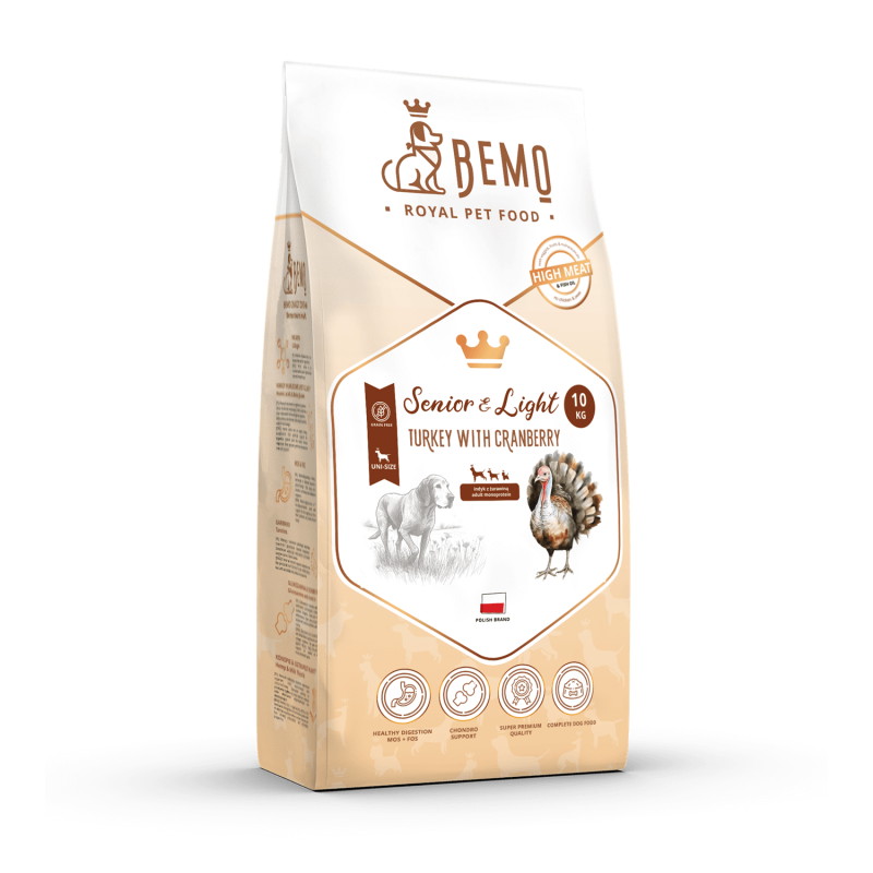 Bemo Senior & Light - karma sucha dla psiego seniora i psów z nadwagą -  indyk z żurawiną