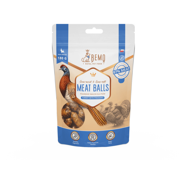 Meat Balls Turkey with pheasant - półmiękkie smaczki dla psów z bażantem