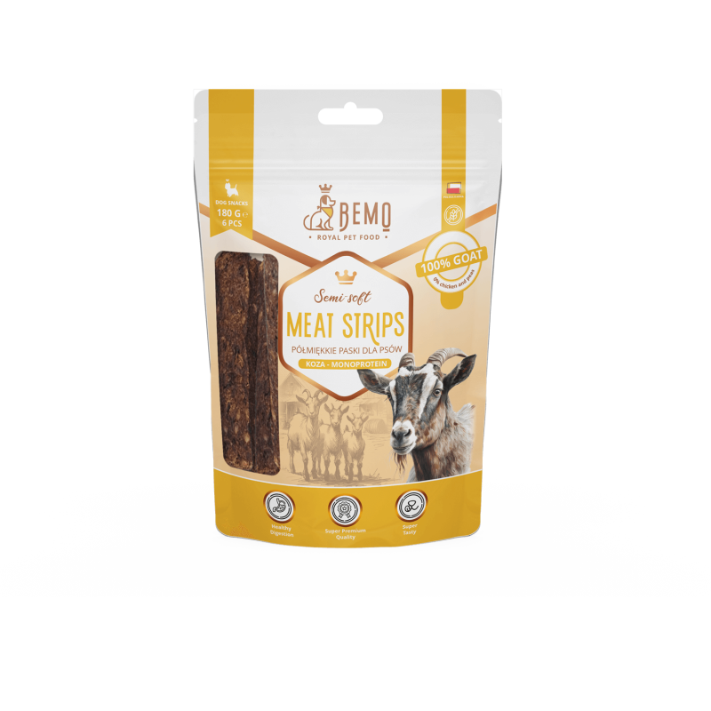 Meat Strips Goat - hipoalergiczne, półmiękkie przysmaki dla psów z kozą