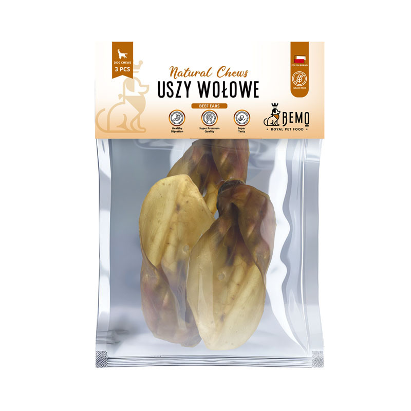 Bemo Beef Ears - suszone uszy wołowe - naturalny gryzak dla psa